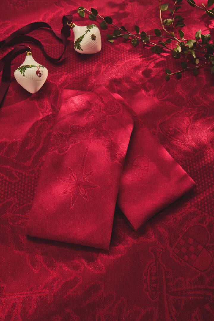 Stjerne Riflet Jul stofservietter, rød - 2 stk.